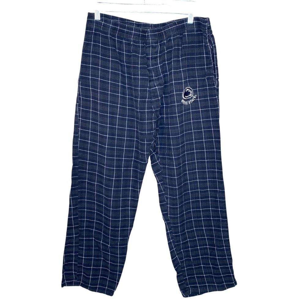 Penn State Flannel Pants Pajama Bottoms Sideline Apparel Plaid Navy White SZ LG